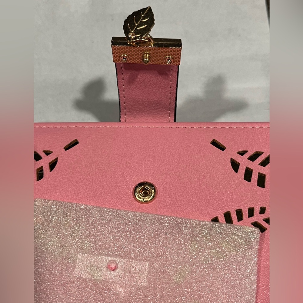 Pink Wallet with Gold Leaf Accents - Picture 6 of 9